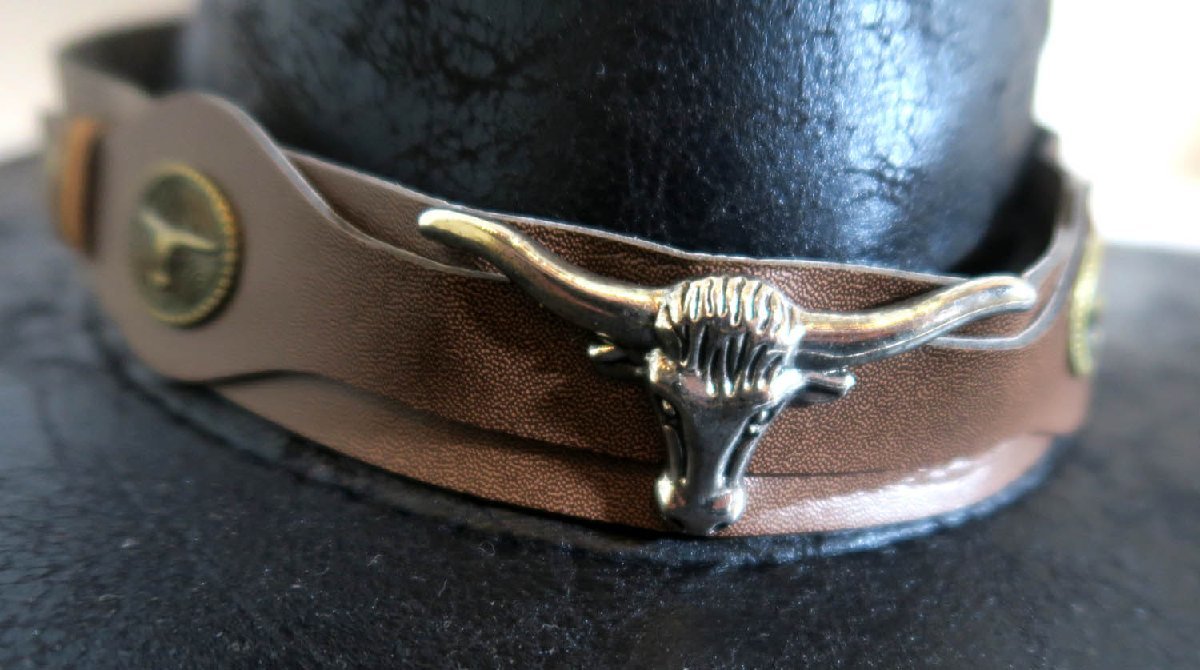  new goods Western hat fake leather 1008 black black BLACK ten-gallon hat kau Boy hat Buffalo hat ... rockabilly 