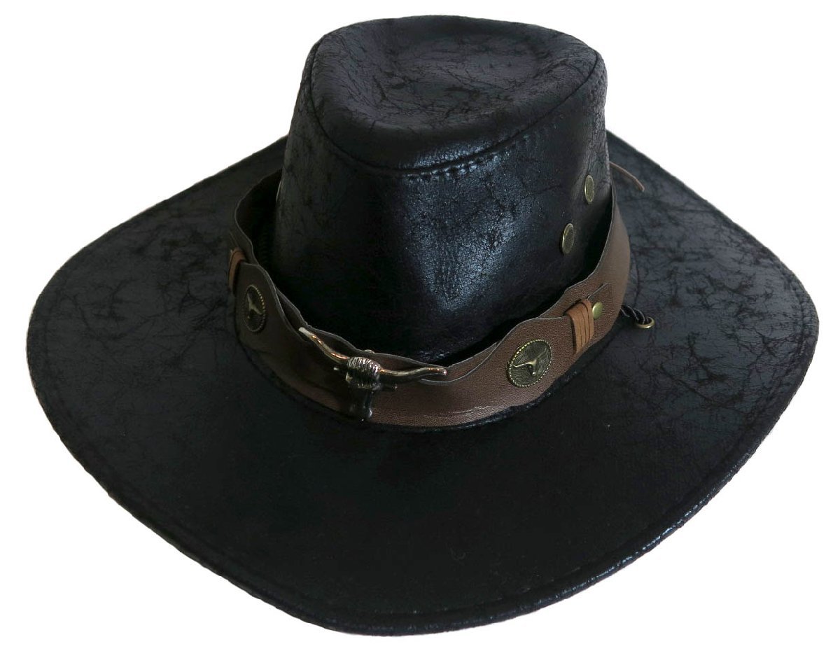  new goods Western hat fake leather 1008 black black BLACK ten-gallon hat kau Boy hat Buffalo hat ... rockabilly 