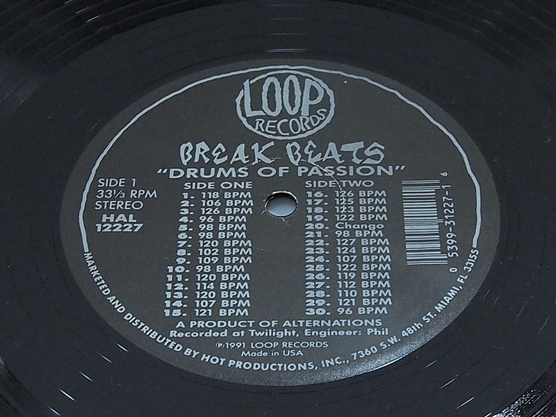 Alternations / Break Beats - Drums Of Passion / 12inch レコード Loop Records 1991年 F_画像2