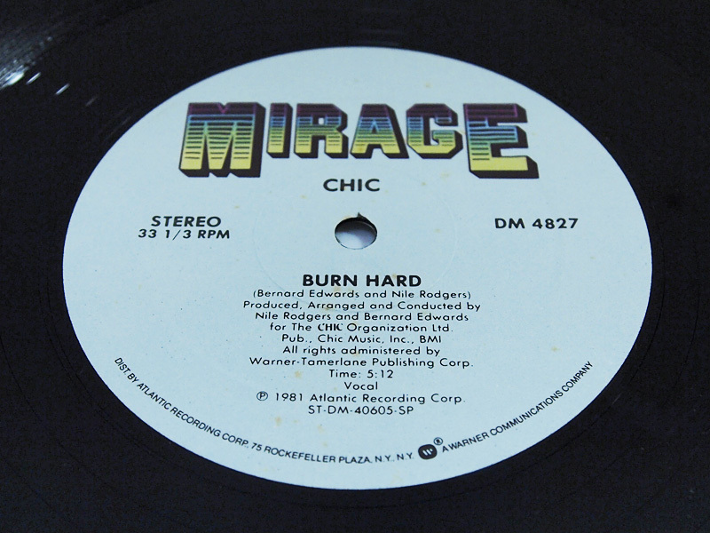 Chic / Soup For One / Burn Hard 12inch レコード MIRAGE RECORDS USオリジナル 1982年 F_画像3