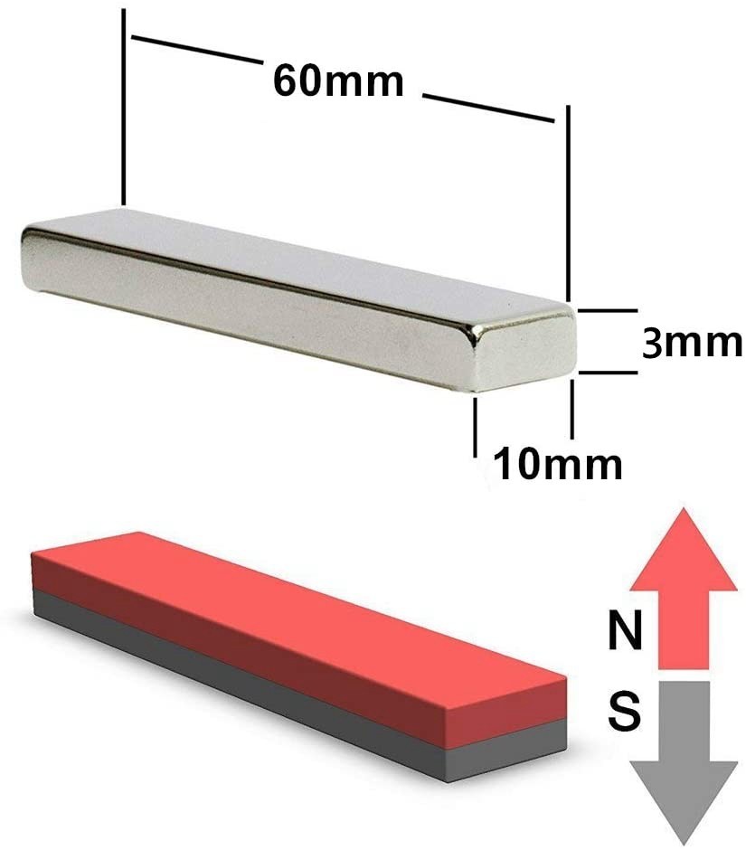 【60x10x3mm 5本】超強力バーマグネット 磁石マグネットバー ネオジム磁石 抗錆 冷蔵庫用_画像3