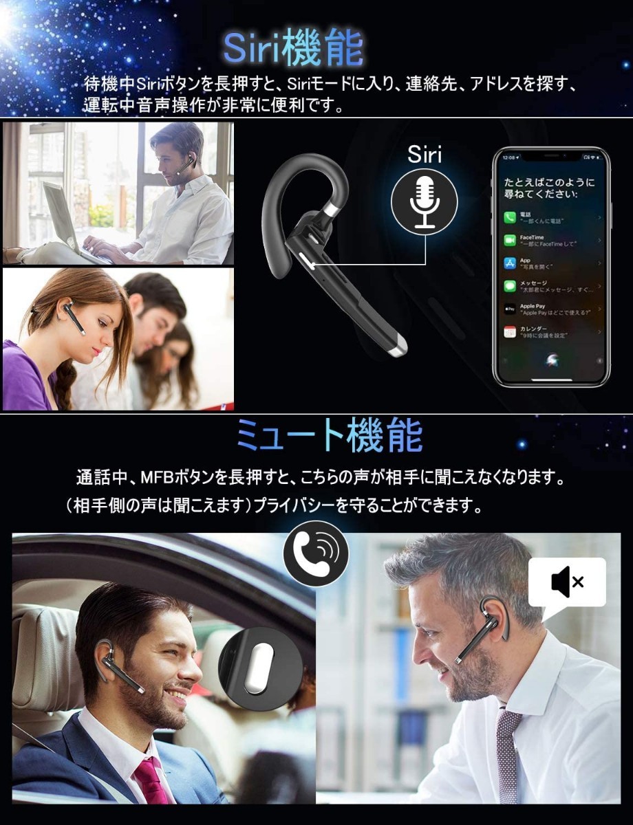 Bluetoothヘッドセット 片耳 ワイヤレス 耳掛け型 LEDディスプレイ_画像5