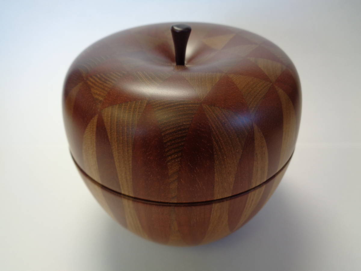 寄木細工 リンゴ 小物入れ 木製ケース 金指 かなざし 刻印 伝統工芸品 木工芸 未使用 長期保管品 管理ZI-60-127