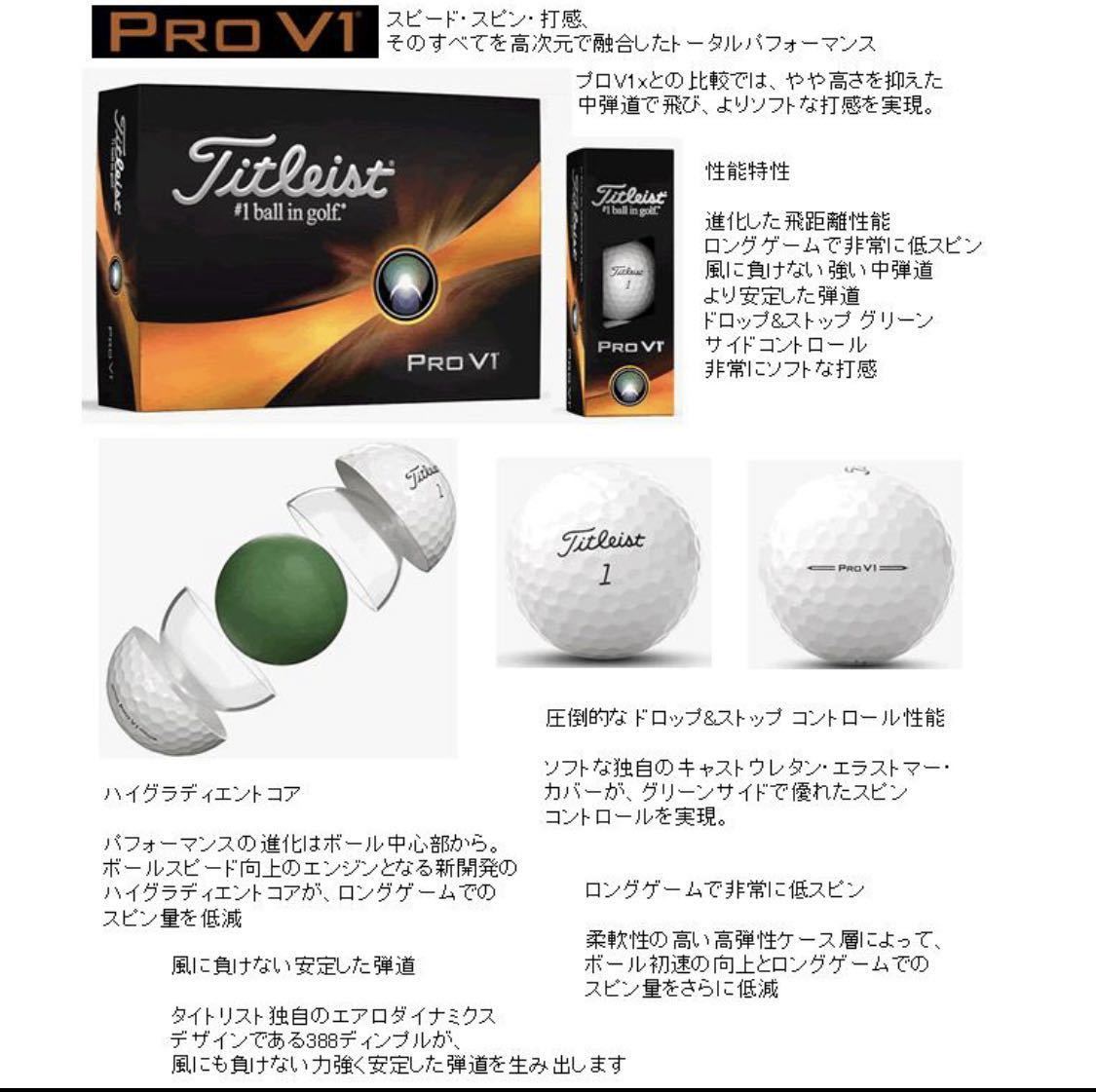 タイトリスト NEW PRO V1 2023年モデル ホワイト　新品　正規品　1ダース　12球　ゴルフボール　ゴルフ　ハイナンバー　TITLEIST_画像6