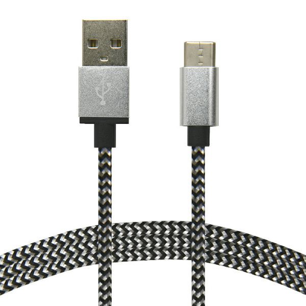 USB Type-c ケーブル 高耐久ナイロン編み 高速データ転送対応 1m シルバー_画像1