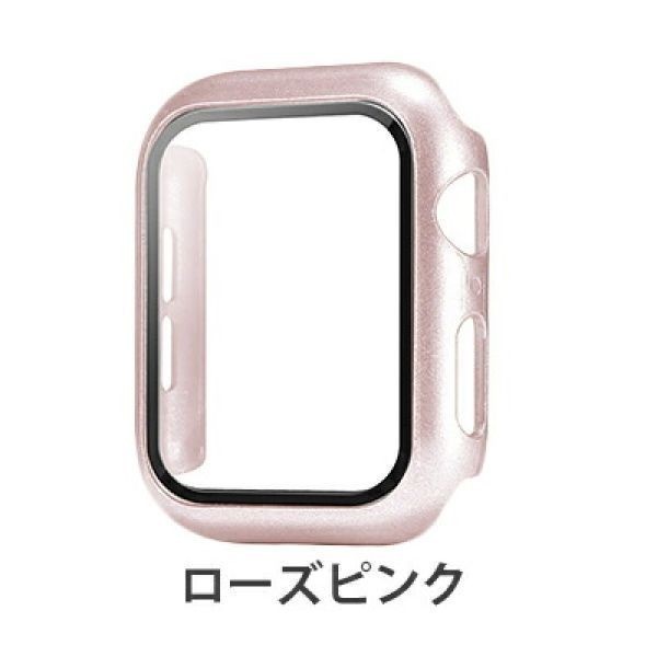Apple Watch ケース ガラスフィルム 38mm 全面保護 防水 薄型 軽量 一体型 ローズピンク_画像2