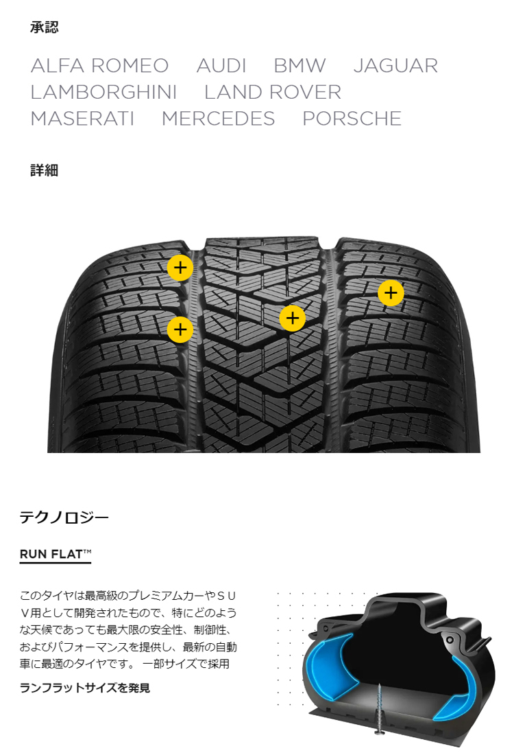 送料無料 ピレリ 承認タイヤ PIRELLI SCORPION WINTER スコーピオンウインター 295/35R21 107V XL SUV (MGT) 【4本セット 新品】_画像3