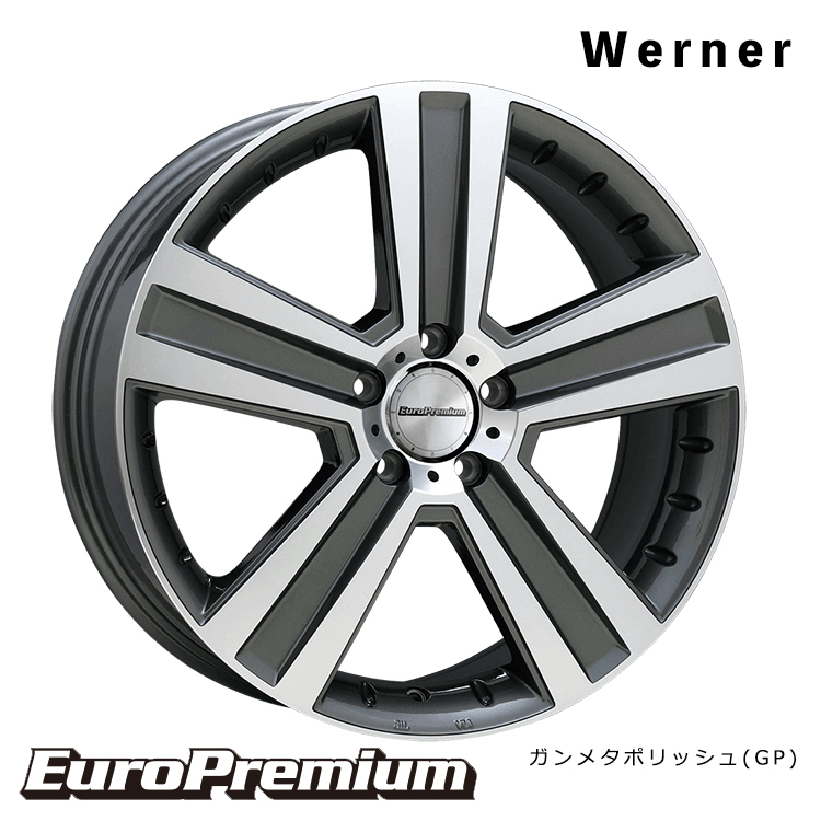 送料無料 ユーロプレミアム Werner (GP) 9.5J-20 +40 5H-112 (20インチ) 5H112 9.5J+40【2本セット 新品】