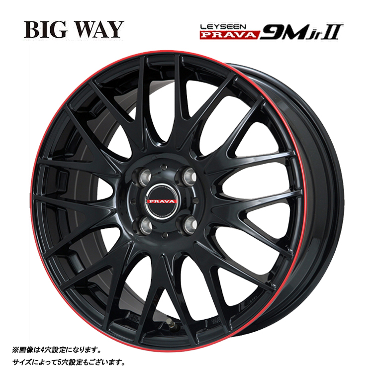 送料無料 ビッグウェイ LEYSEEN PRAVA9MJrII 4.5J-14 +44 4H-100 (14インチ) 4H100 4.5J+44【1本単品 新品】