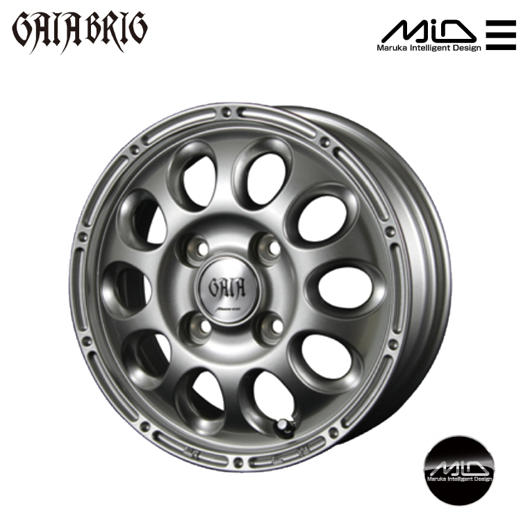 送料無料 マルカ サービス GAIA BRIG 5J-14 +42 4&4H-100&114.3 (14インチ) 4&4H100&114.3 5J+42【2本セット 新品】