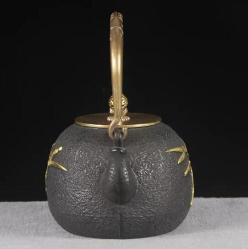 竹鉄壺 南部鉄器 コーティングなし 手作り鉄 やかんを沸かす お茶の道具 1200ML_画像3