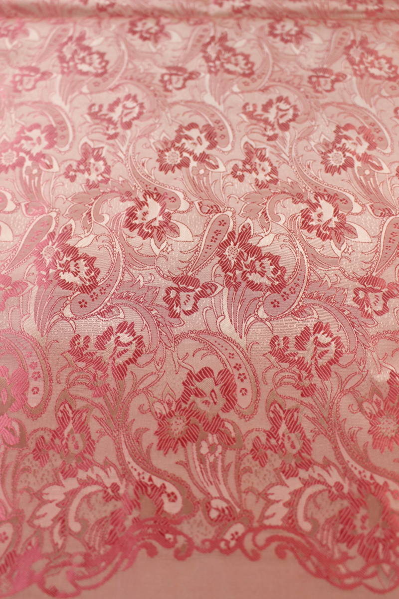 新品【シルク100% SILK】ペイズリー花柄 シャインピンク S.PINK 大判 ストール/スカーフ_画像4