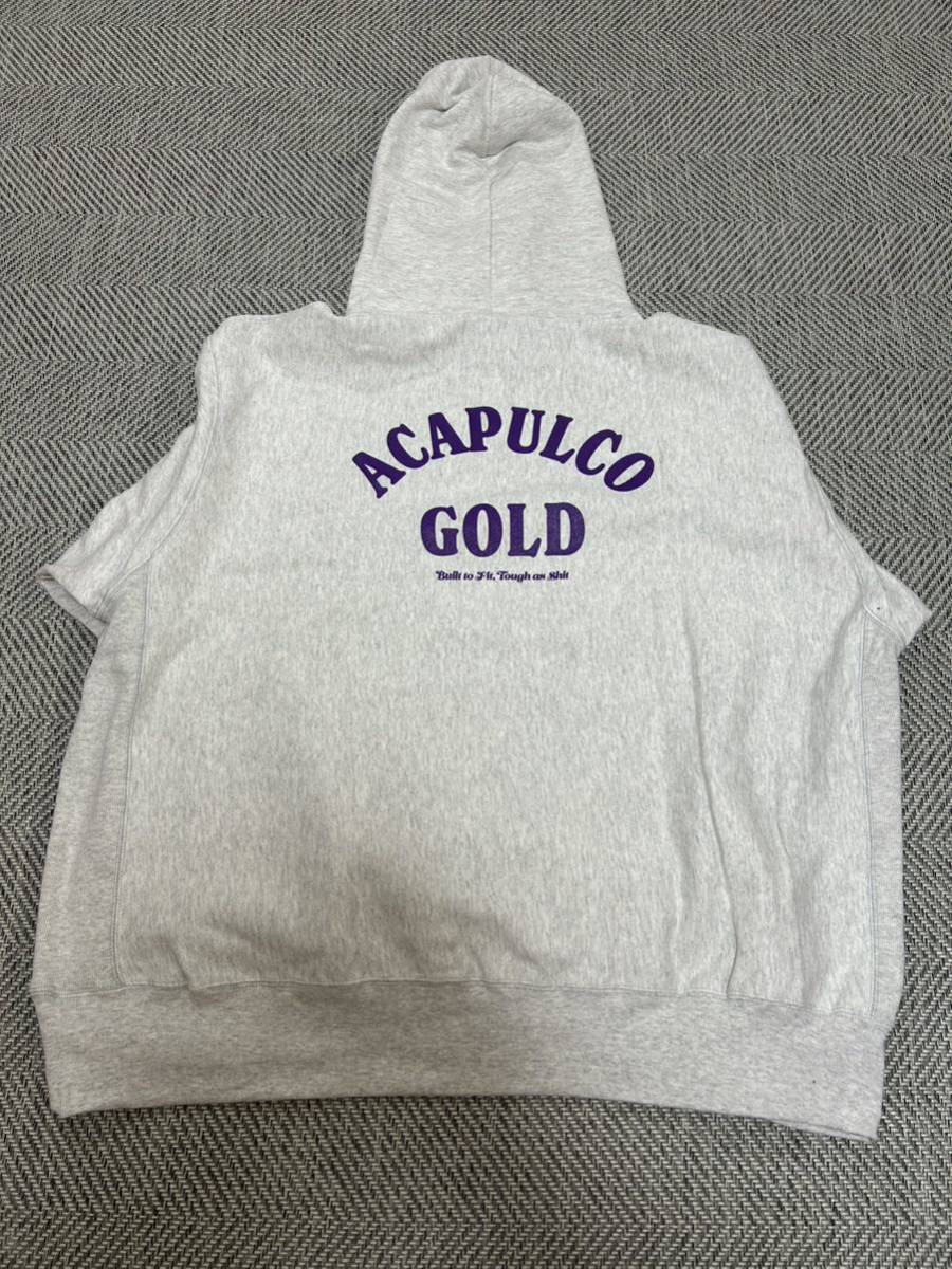 【再値下げ】ACAPULCO GOLD/アカプルコゴールドパーカーBUST YOUR SHIT HOODED SWEAT/シルバー・グレーXXXL/3XLチャンピオンボディ新品_画像2