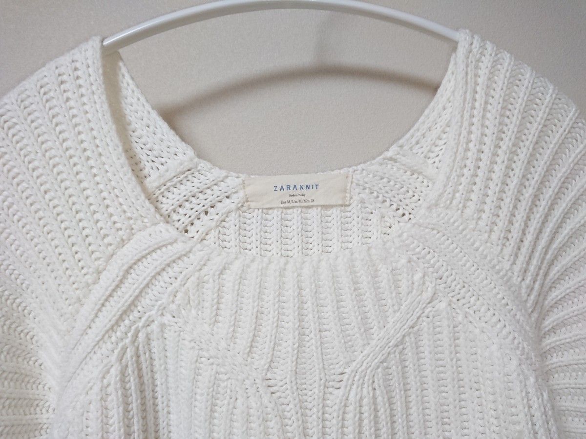 ZARA KNIT ニット セーター  白  長袖ニットセーター cotton100%