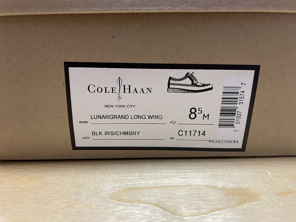 COLE HAAN NEW YORK CITY LUNARGRAND LONG WING BLK IRS CHMBRY コールハーン ルナグランド 革靴 ウイングチップ ネイビー レア シューズ_画像5