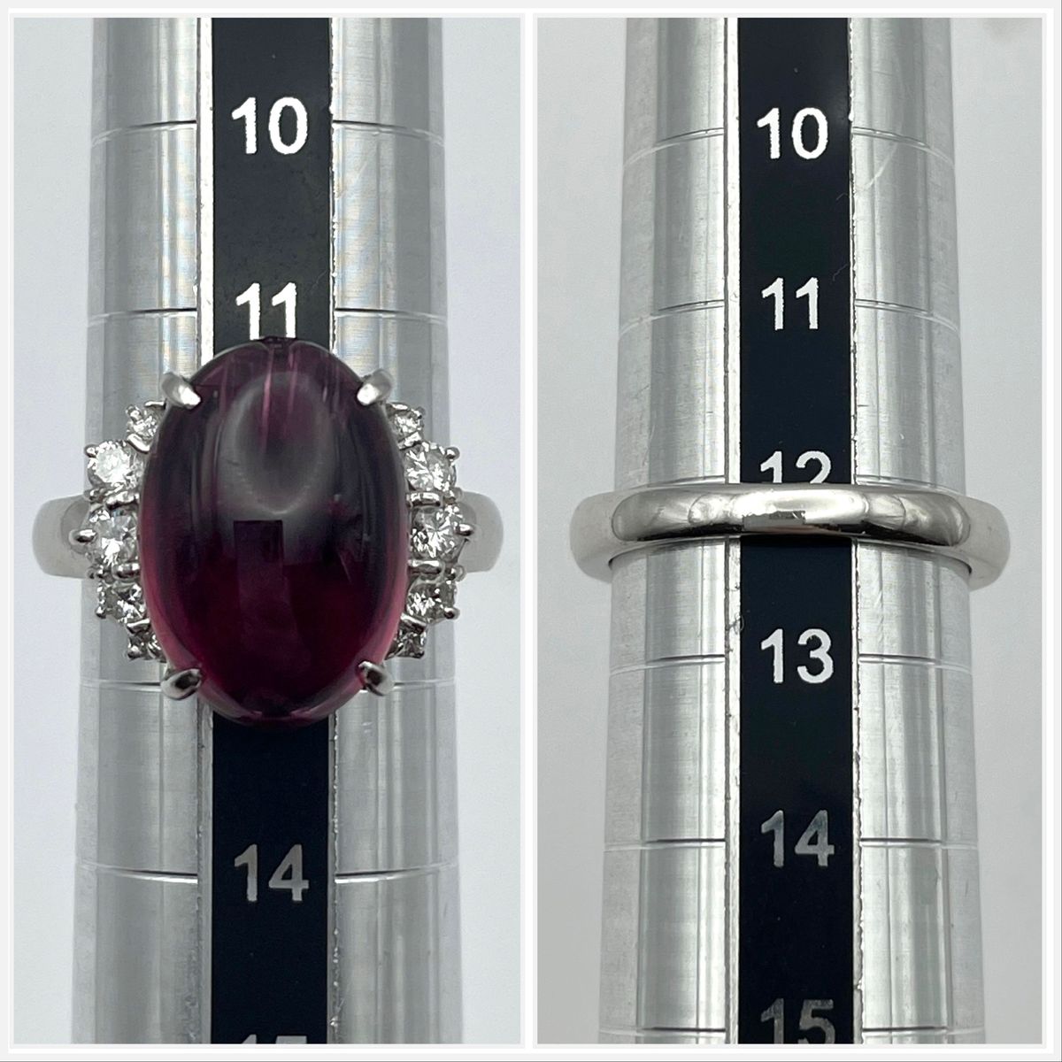 pt900 ルベライト9.59ct ダイヤ0.41ct リング