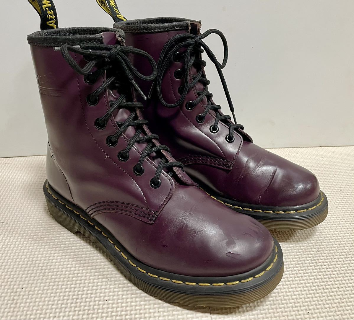 Dr martensドクターマーチン 8ホールレザーブーツUK5パープル