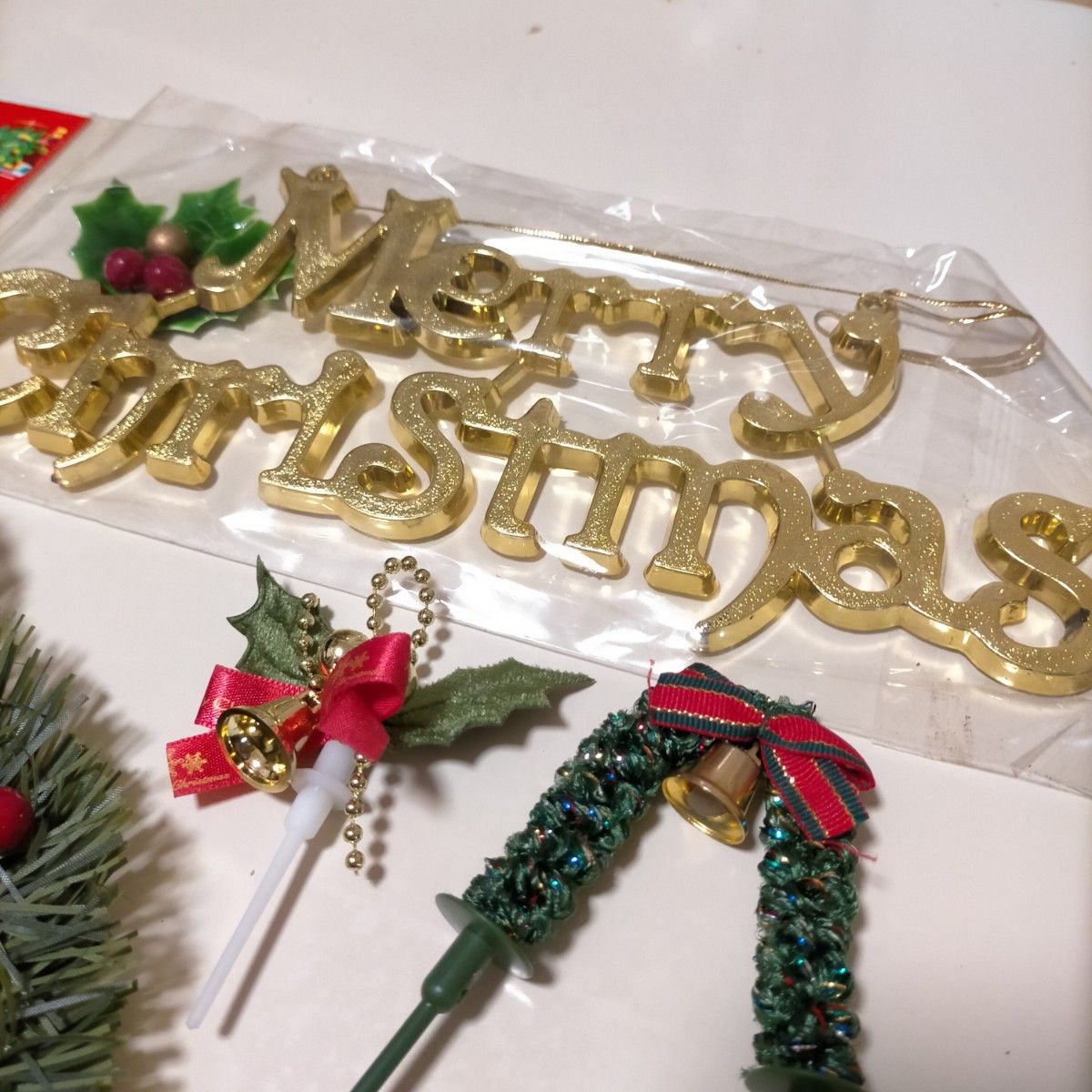 【未使用】Xmas飾り 4点セット　クリスマス　文字プレートなど 装飾　ディスプレイ