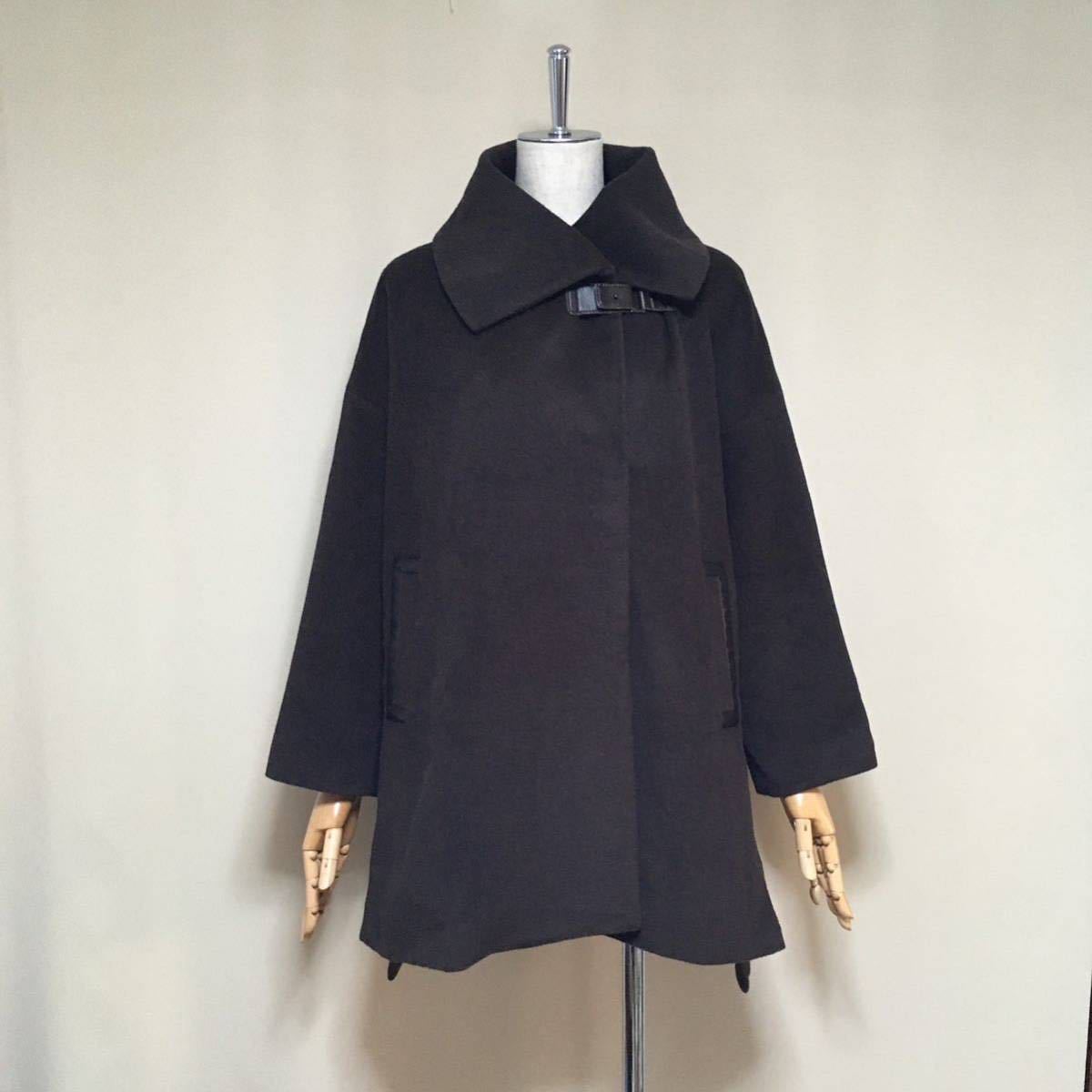 【美品】K.T KIYOKO TAKASE キヨコタカセ 定価7.1万 アンゴラ フリース ポンチョコート 9号/Mサイズ相当 ブラウン レディース 日本製_画像4