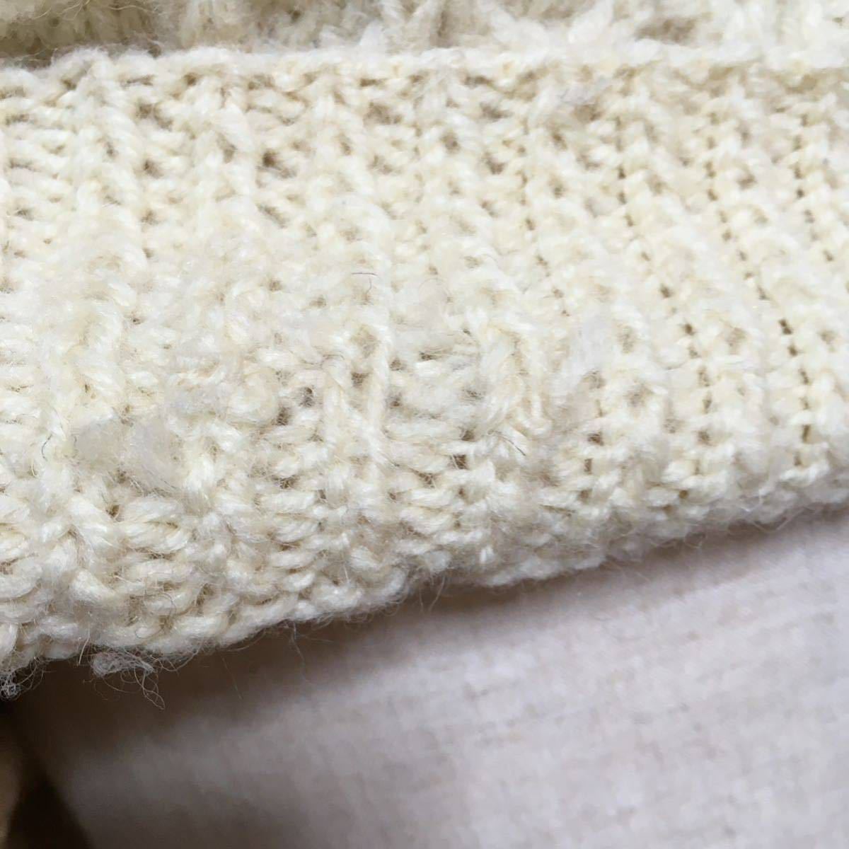 【Callan Knitwear】アイルランド製 フィッシャーマンニット アラン編み セーター メンズ Mサイズ相当 アイボリー 男女兼用 ヴィンテージ_画像9