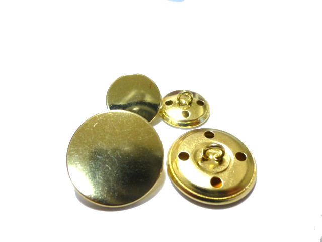 送料無料 ブレザ－ ジャケット用 ゴ−ルド色 プレ－ン メタル 真鍮（金属） ボタン 21ｍｍ 4個 15mm 8個 合計12個入り jk122_画像2