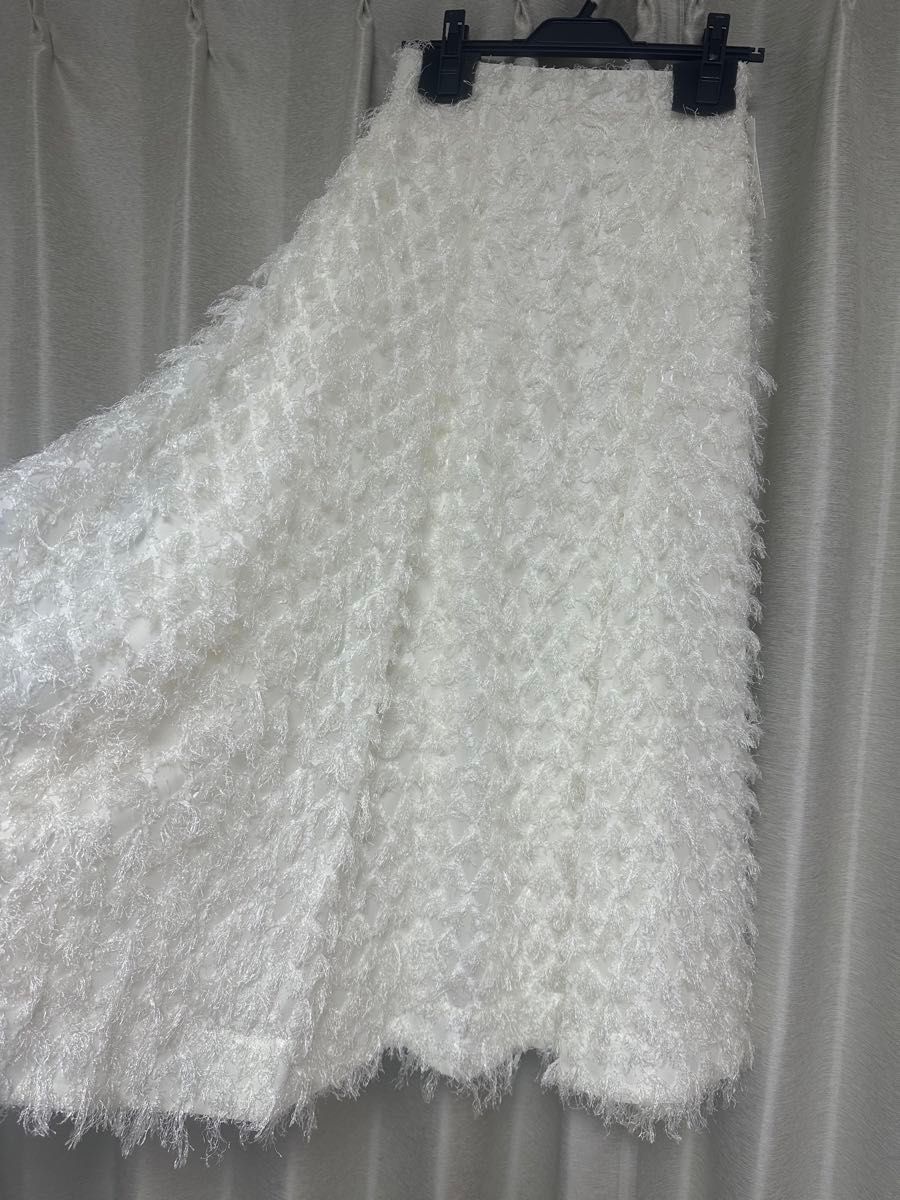 SNIDEL 新品未使用 ジャガードフレアスカート完売商品サイズ1 ホワイト ロングスカート フレアスカート