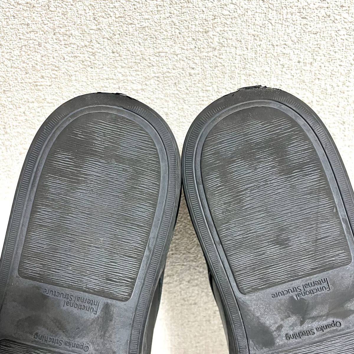 タケオキクチ TAKEO KIKUCHI レザースニーカー 革靴 レザーシューズ プレーントゥ ブラック サイズ60 メンズ26.0cm相当 ＊9_画像7