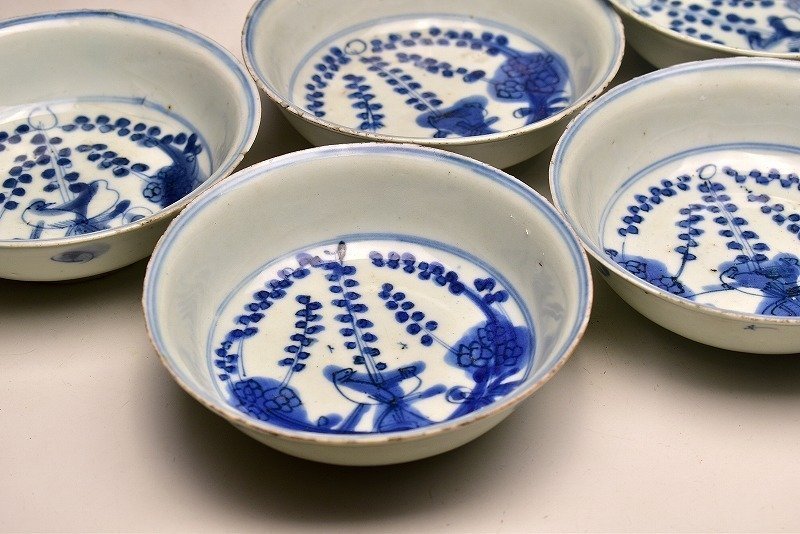 【蔵A859】中国古美術　古染小鉢　五客　明時代