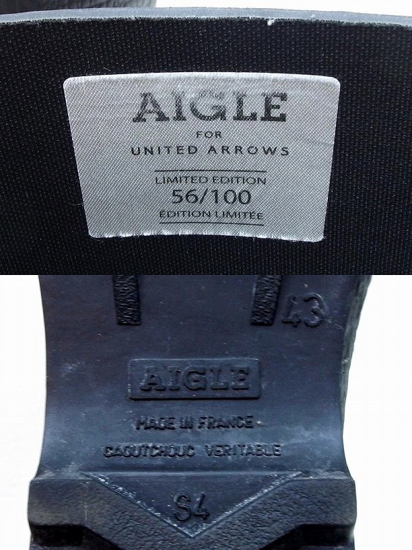 エーグル AIGLE UNITED ARROWS別注 クロコ 型押しラバー ロングブーツ　43 メンズ sy4624208799_画像9