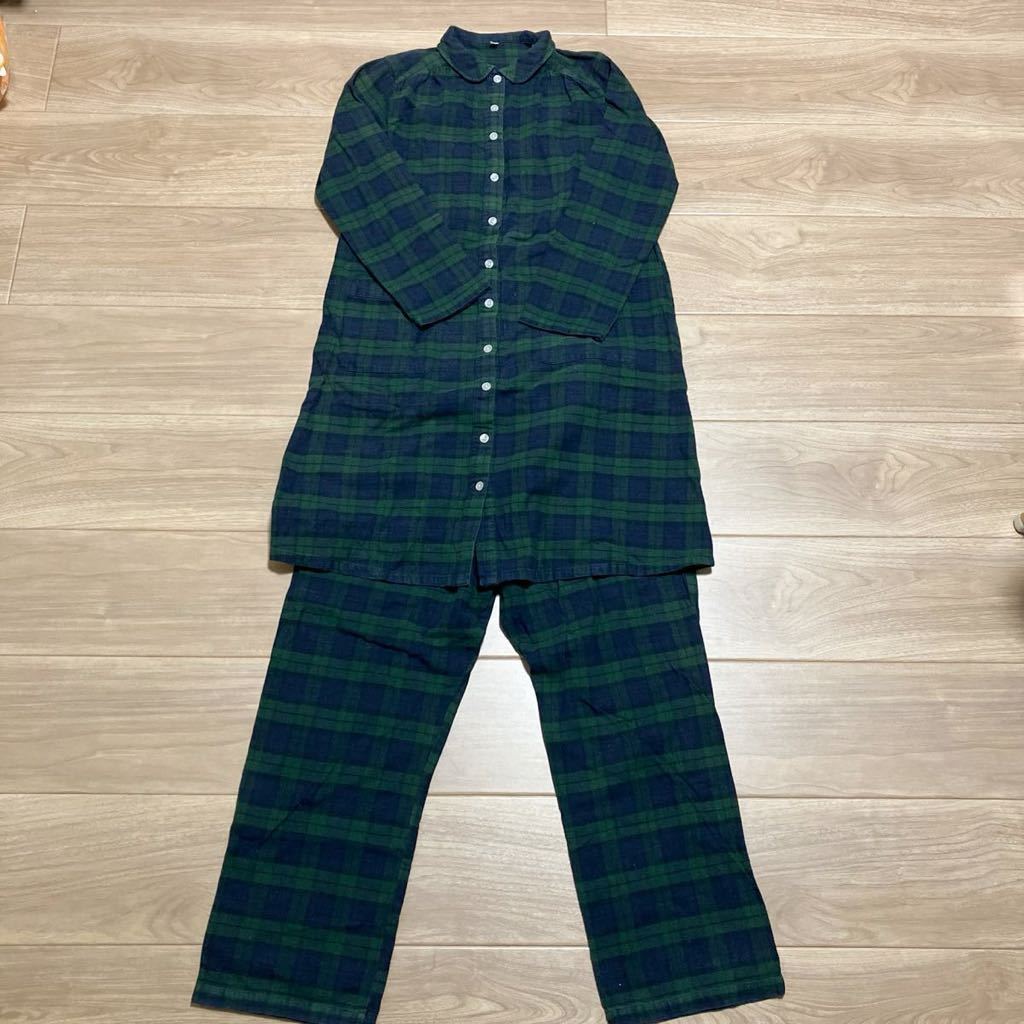  prompt decision used Muji Ryohin maternity pyjamas M-L check flannel maternity One-piece pants black watch less seal MUJI M size 