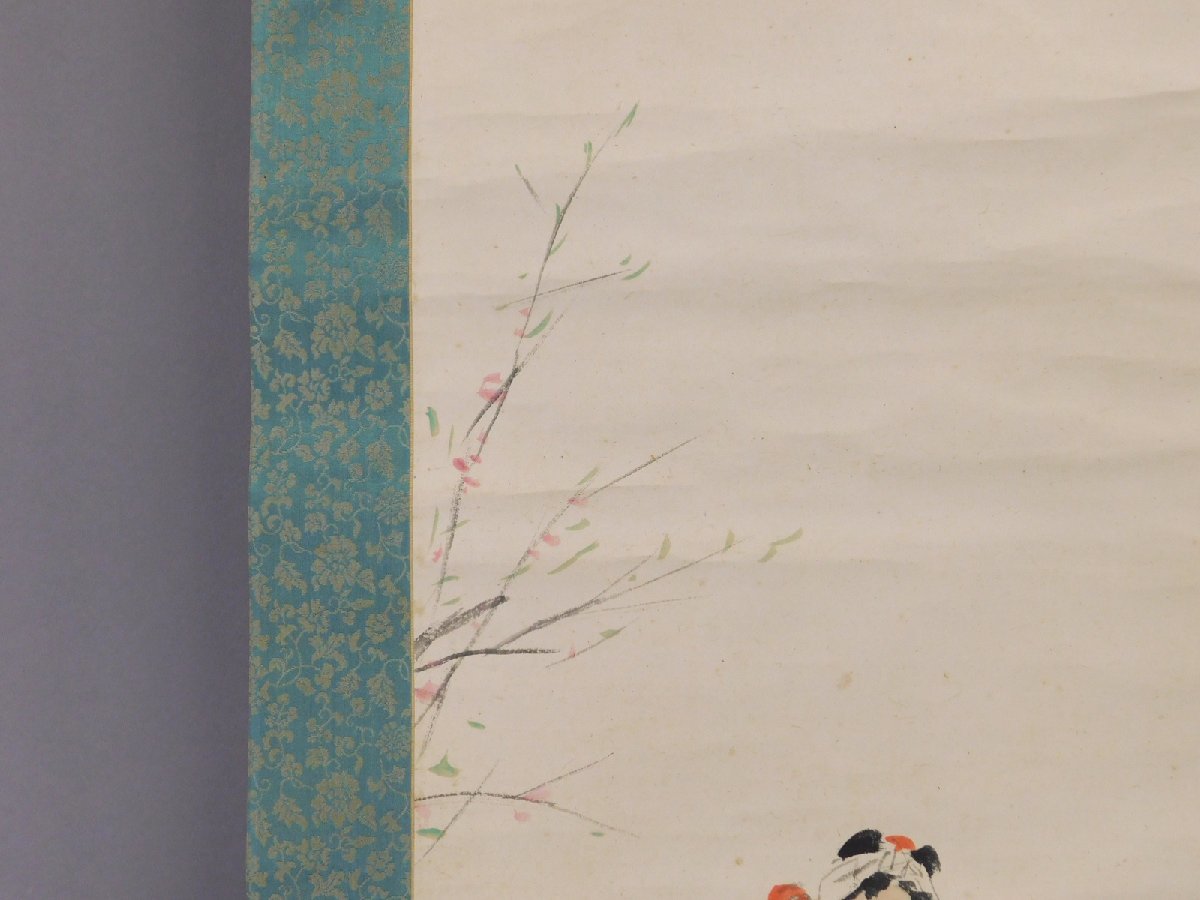  forest month castle peach flower. ... Japanese picture paper book@ axis equipment hanging scroll exclusive use tree box . Takeuchi .. writing exhibition *. exhibition . activity OK3170