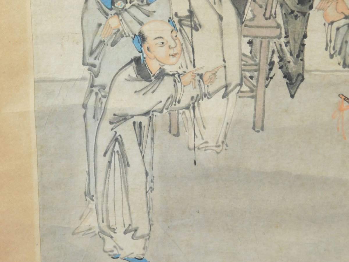 張石楼(張逢隆)人物図 中国画 紙本 軸装 清末画家 中国美術 骨董 OK1888_画像6