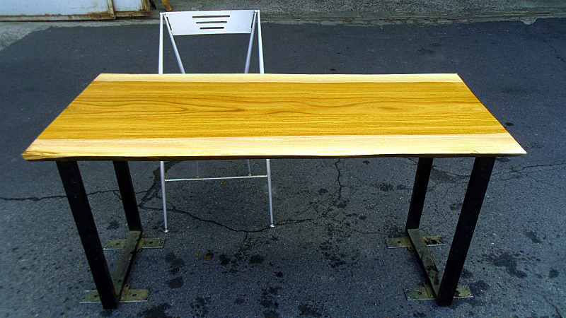 欅ケヤキ(DIYテーブル天板・脚追加OK) 1350x600x40mm 下仕上済SALE_６：脚材はハイタイプ・ロータイプ選択可能