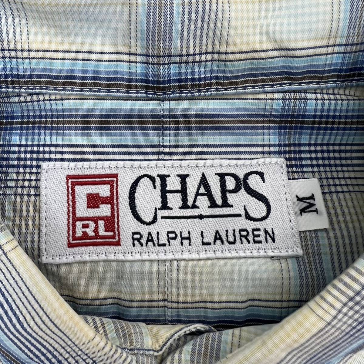 CHAPS RALPH LAUREN ☆ 着回し◎ 長袖 チェック ボタンダウン シャツ ブルー ベージュ M アメカジ ストリート 古着 ラルフローレン■S2697_画像5