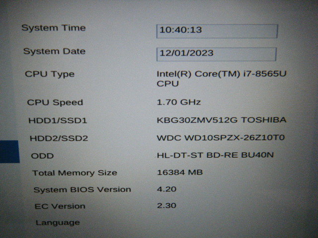 東芝dynabook AZ65/KG / windows11 / Core i7 8565U / Blu-ray / M.2 SSD512G / HDD1TB / M16G / 中古(現状品)_画像4