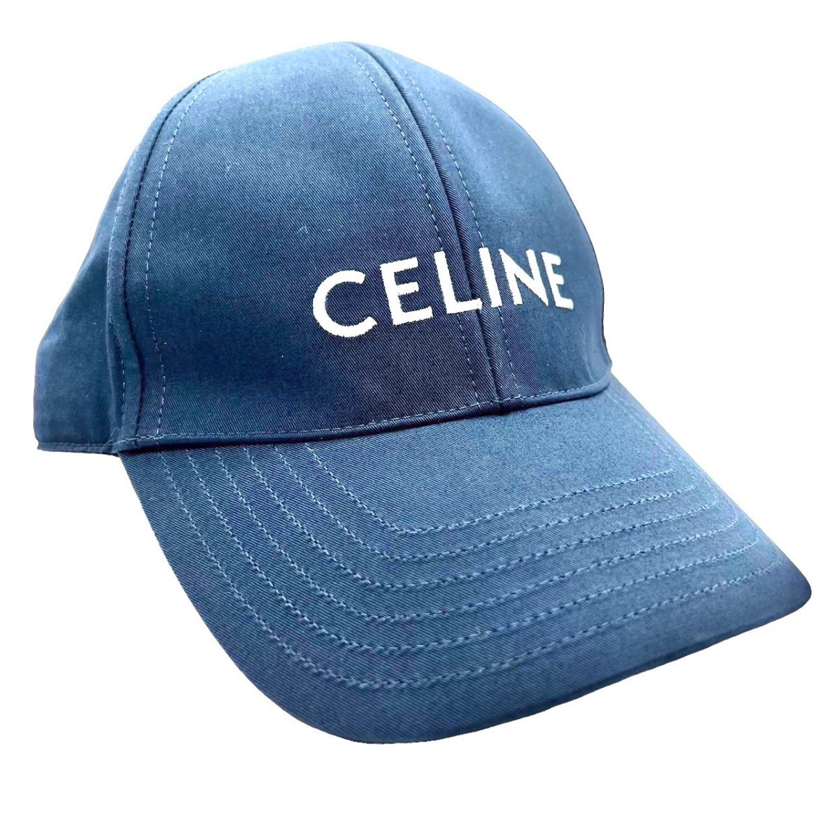 CELINE セリーヌ 刺繍ロゴ ベースボールキャップ 2AUS924N.38NO サイズL 帽子 ユニセックス ネイビー 10-21-43 N 同梱不可