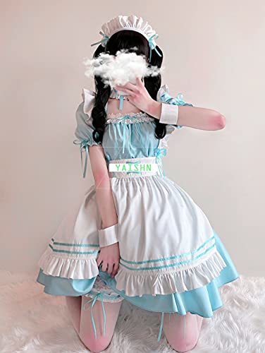 [YAISHN] メイド服 ライトブルー ゴスロリ ワンピース ハロウィン 仮装 レディース 可愛い ロリータ コスプレ_画像5