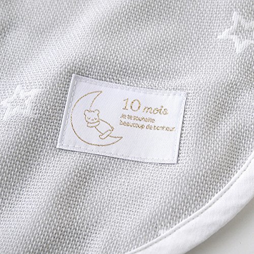 10mois(timowa) double gauze baby sleeper for summer cotton 100% gray baby dress length 58cm newborn baby ~