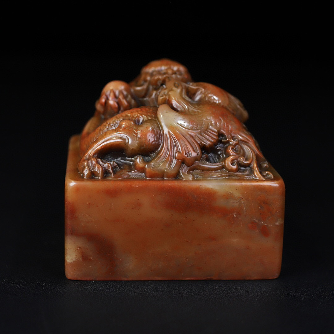 館蔵珍品 寿山石 芙蓉石 細密彫 龍鳳鈕印章』置物 賞物 貴重物品 館蔵珍品 寿山石 芙蓉石 細密彫 龍鳳鈕印章』置物 賞物 貴重物品