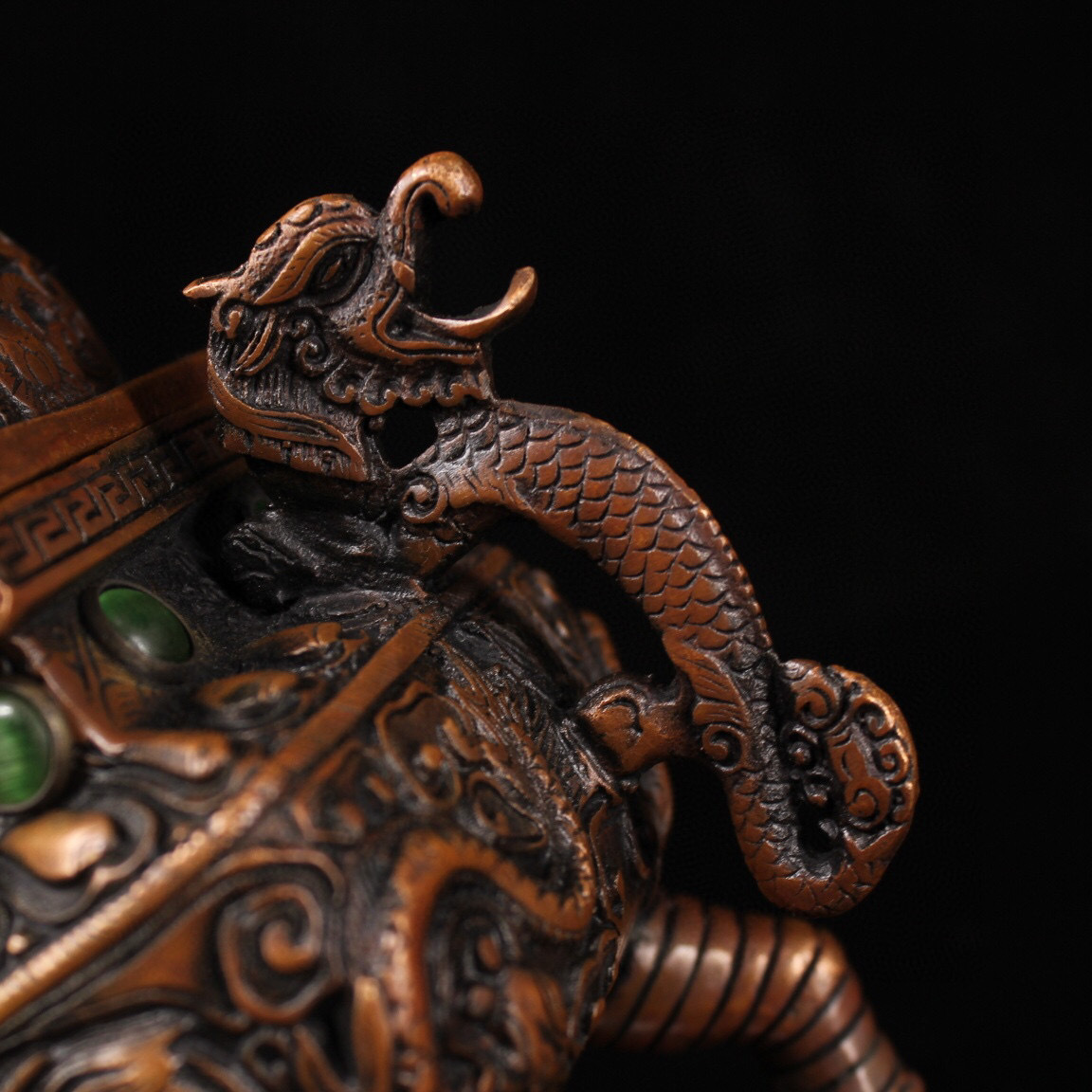 館蔵珍品 銅製 寶石嵌 雙龍耳 四足熏香炉』置物 賞物 貴重物品 館蔵珍品 銅製 寶石嵌 雙龍耳 四足熏香炉』置物 賞物 貴重物品