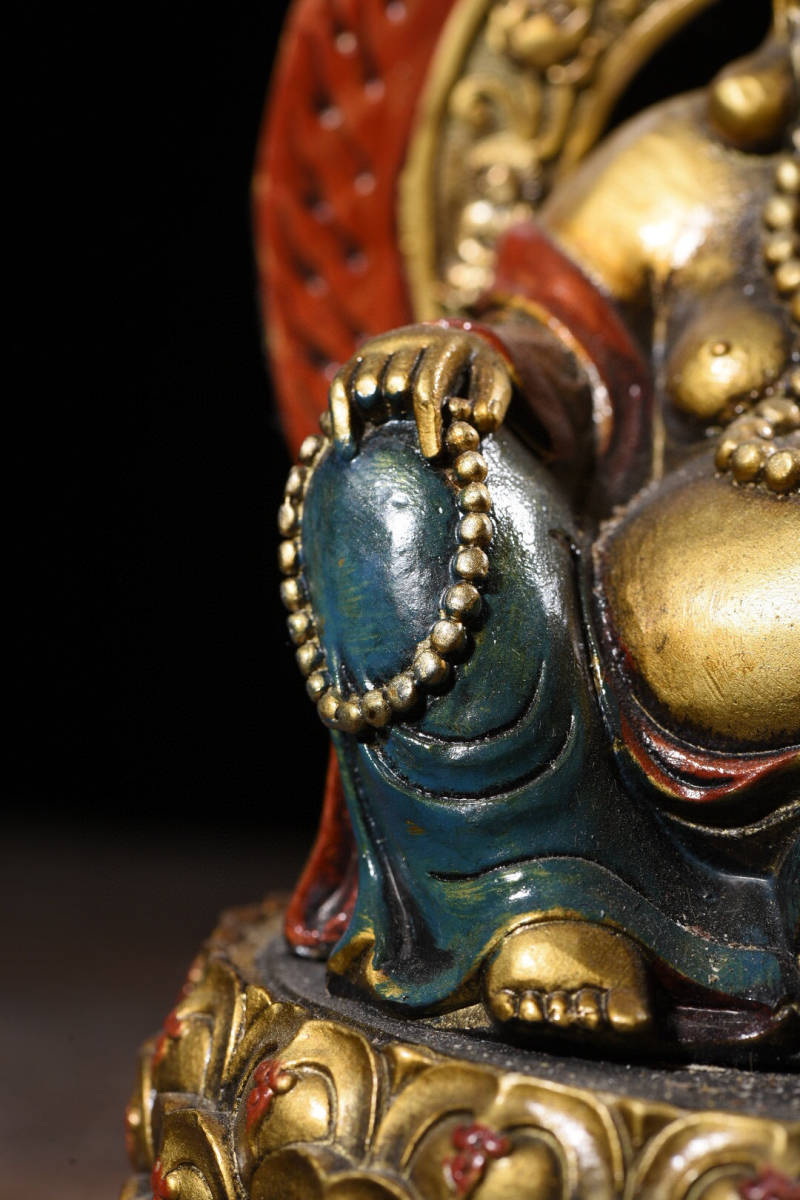 『館蔵珍品 銅製 彩繪 金鍍 彌勒仏』置物 賞物 貴重物品 収蔵品 中国古美術