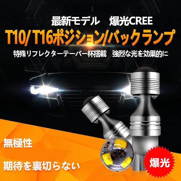 LED T10 T16 LEDバルブ プロジェクター 30W 2個 セット ウェッジ球 ポジションランプ バックランプ 12v 24v　車幅灯_画像1