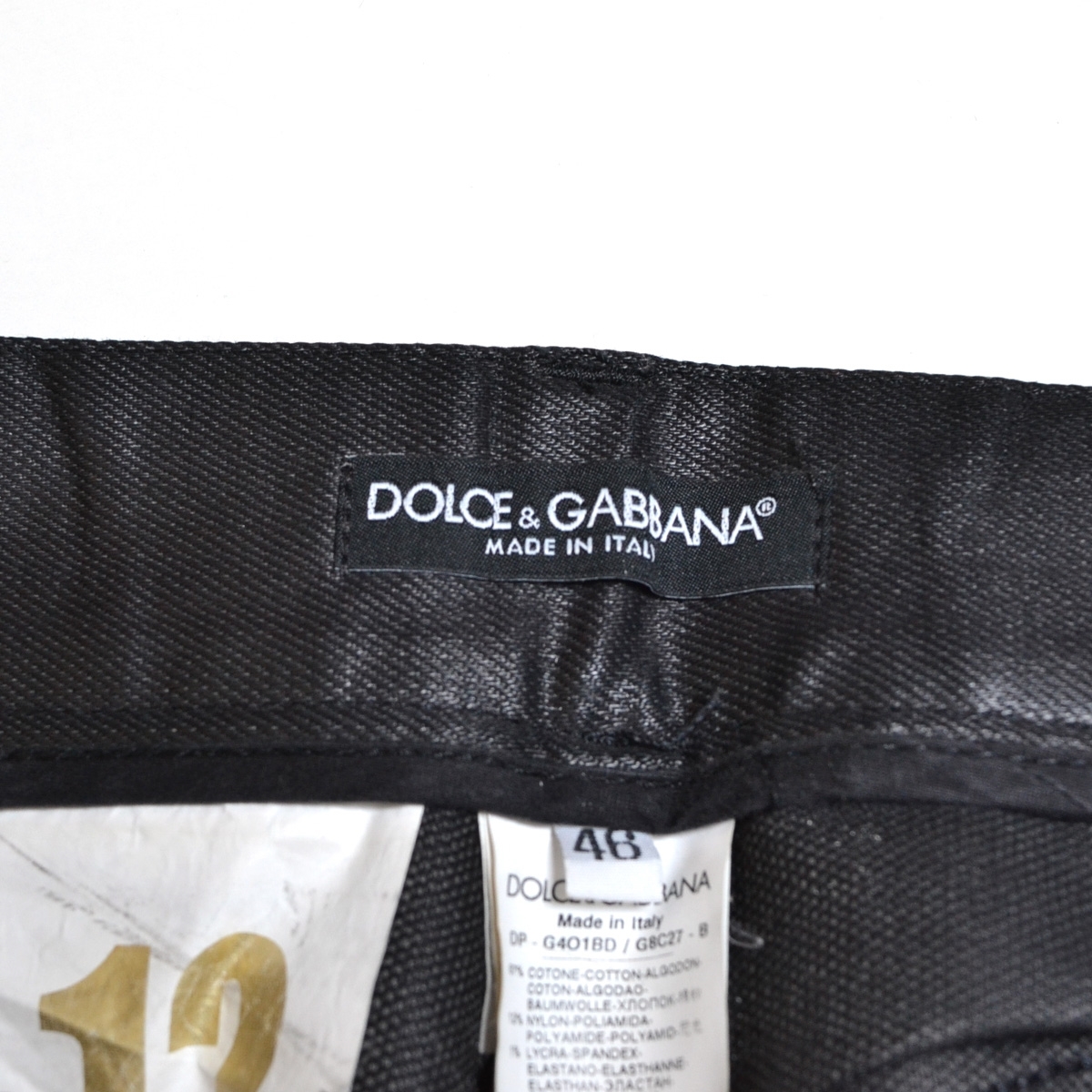 ●492655 DOLCE&GABBANA ドルチェ&ガッバーナ ドルガバ ◆コーティングデニムパンツ ジーンズ G4O1BD/G8C27 サイズ46 メンズ ブラック_画像8