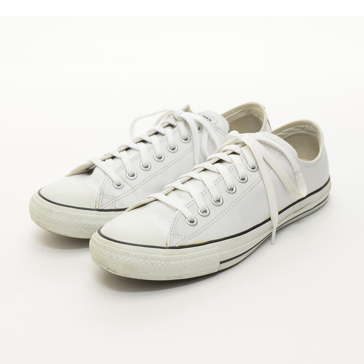 ●497299 CONVERSE コンバース スニーカー ●ALL STAR OX LEATHER オールスター 1B905 サイズ27.5cm レザー メンズ ホワイト_画像1