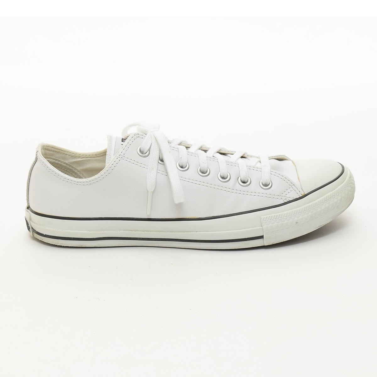 ●497299 CONVERSE コンバース スニーカー ●ALL STAR OX LEATHER オールスター 1B905 サイズ27.5cm レザー メンズ ホワイト_画像4