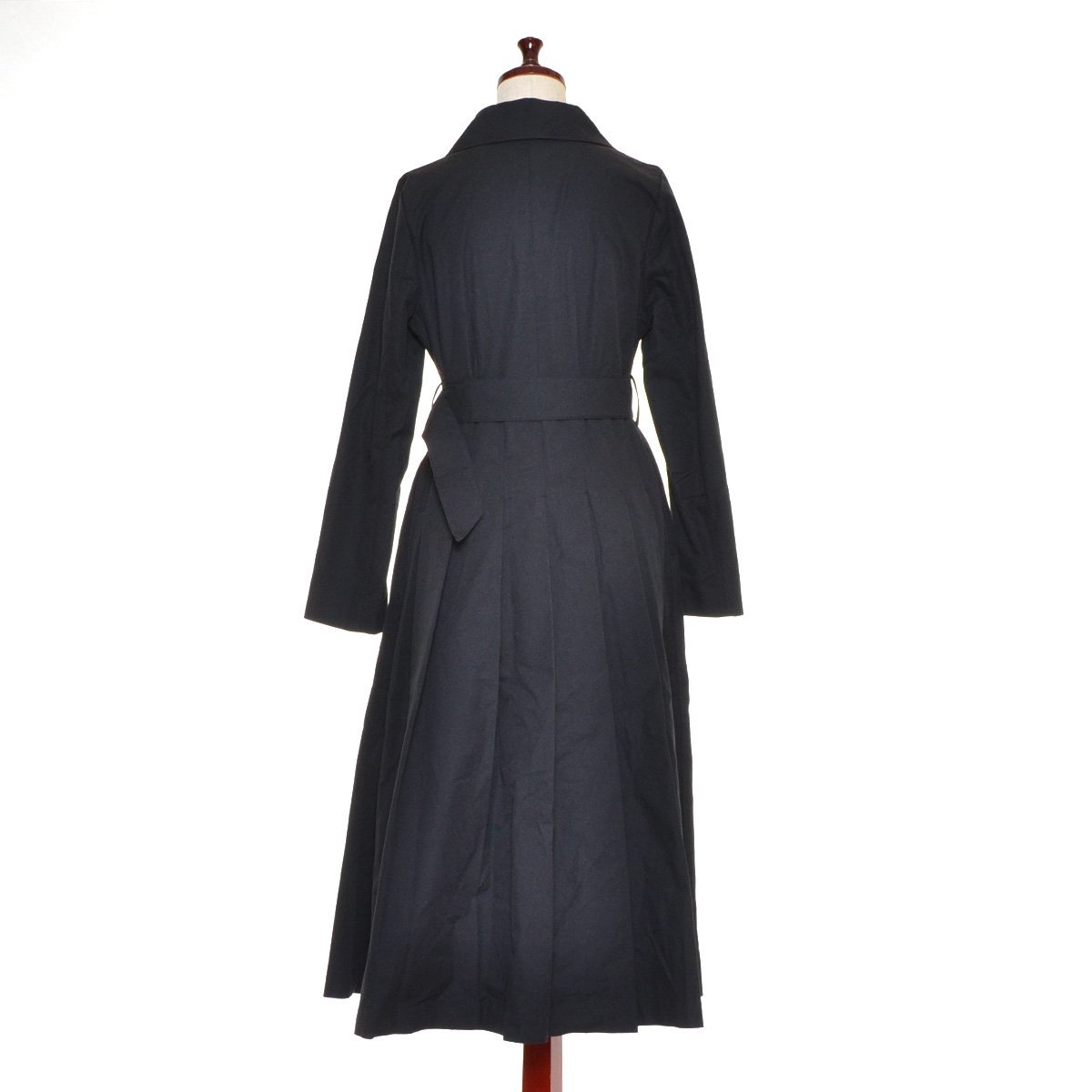 ◇473818 rienda リエンダ Side pleats trench CT サイドプリーツトレンチコート 110DS830-0020 サイズS 2020SS レディース ブラック_画像2