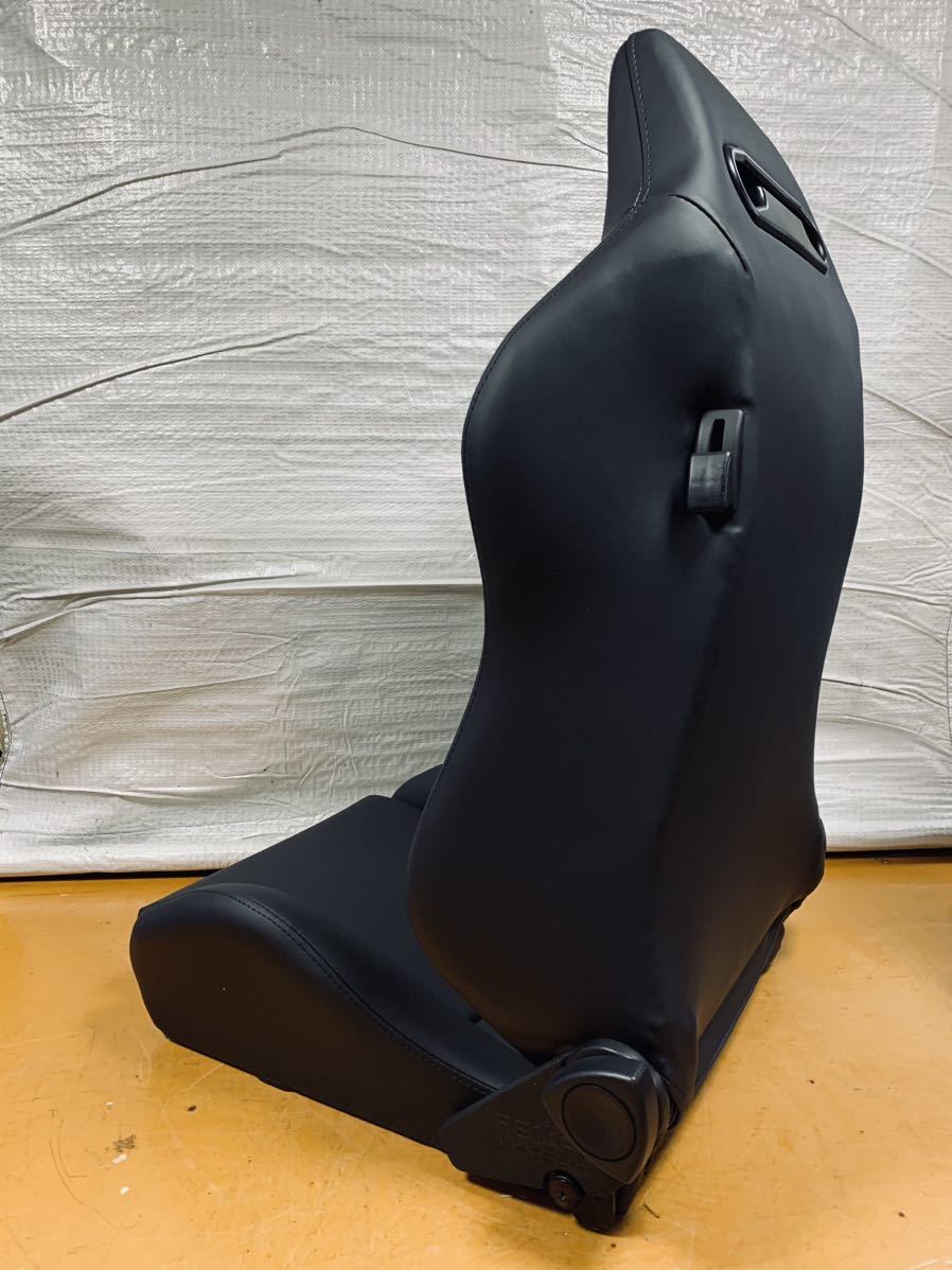 30.31.レカロ RECARO 2脚セット SR-3 黒フェイクレザー張り替え 張替え 張替 ブラックシングルステッチ 両側ダイヤル_画像5