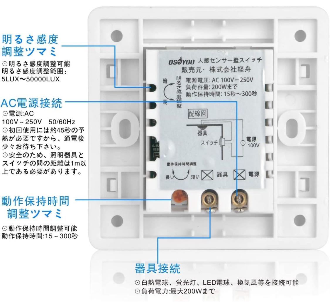 新品OSOYOO[人感センサー式壁スイッチ] LED灯具用抵抗器付属 特価品_画像5