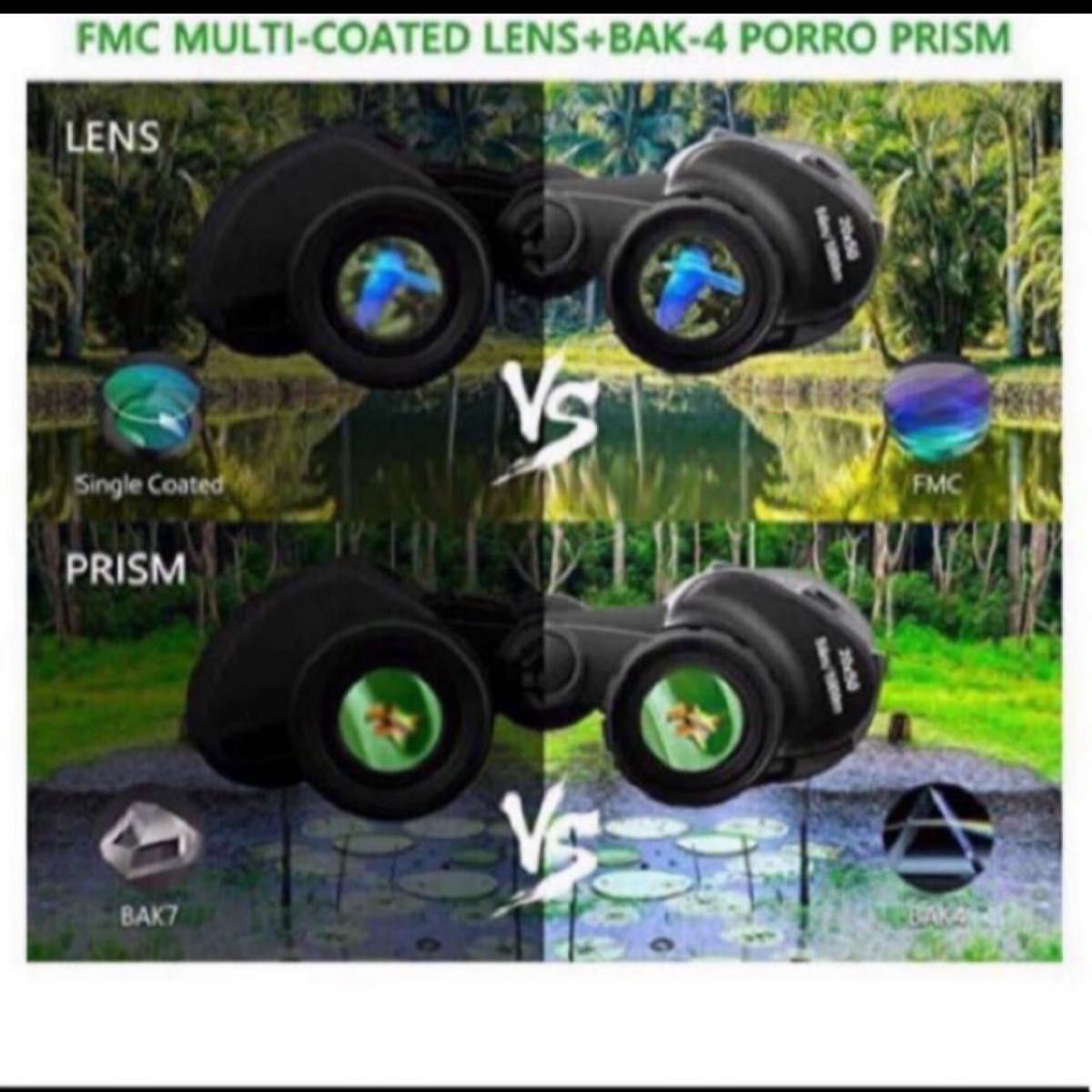 20×50 双眼鏡 高倍率 低照度暗視 生活防水防振 HD望遠鏡 BAK-4プリズム FMCレンズ 搭載 