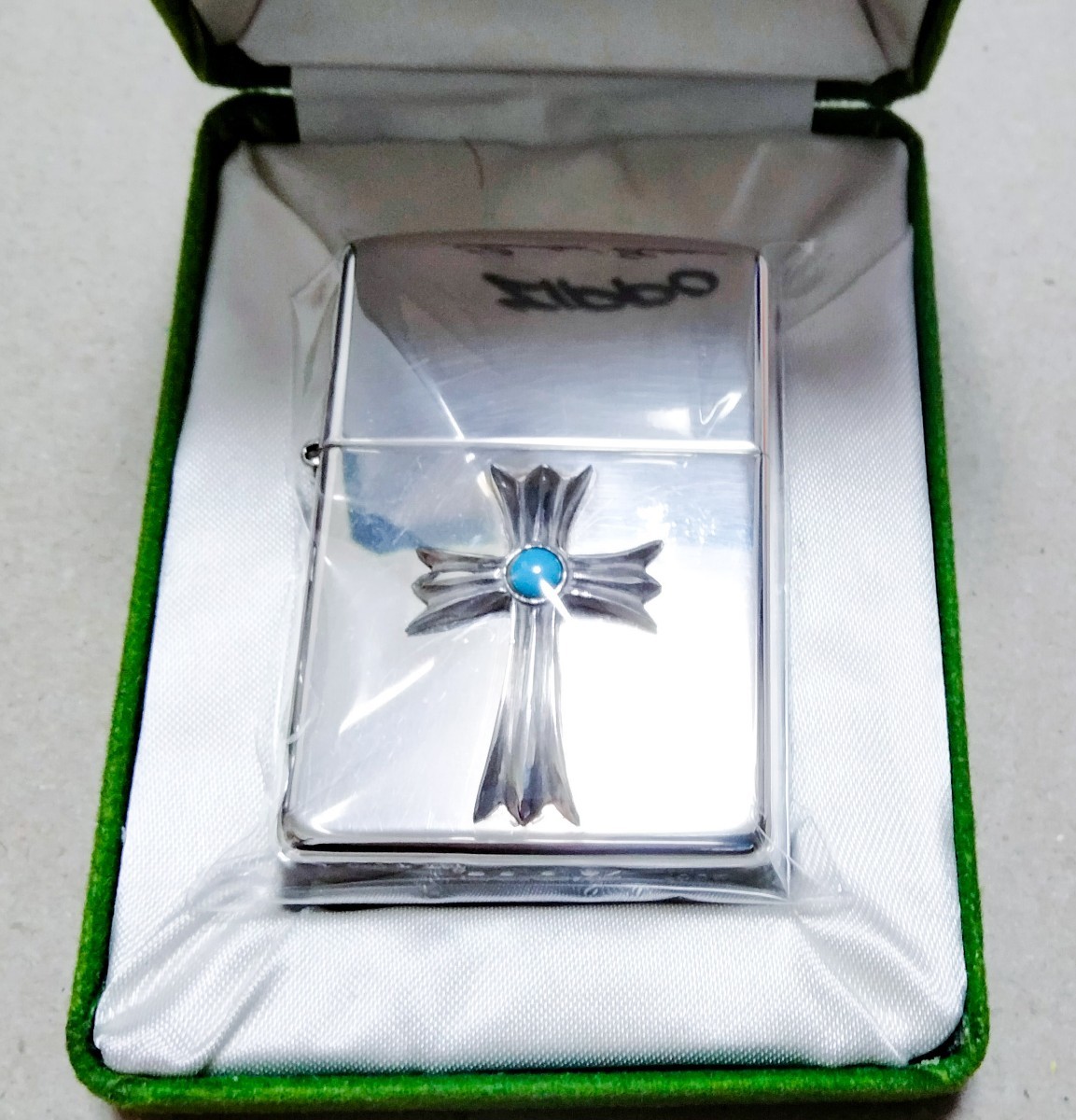 ZIPPO スターリングシルバー 2001年 宝石付 立体メタル STERLING 純銀 未使用品_画像1